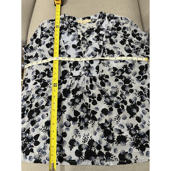 Loft floral peasant boho 3/4 bell Sleeve women's ight blue Blouse Size large - Picture 9 of 13